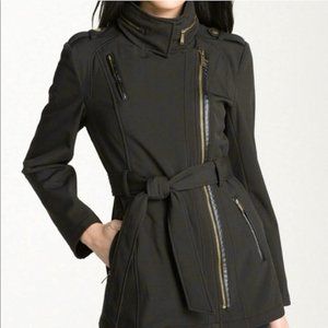 Michael Kors Vegan Leather Trimmed Coat